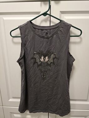 Disney Parks 2023 Halloween Bat Minnie Mouse Tank Top Women’s Small Grey